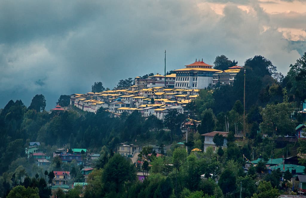Tawang Monastery set against the surrounding mountain landscape